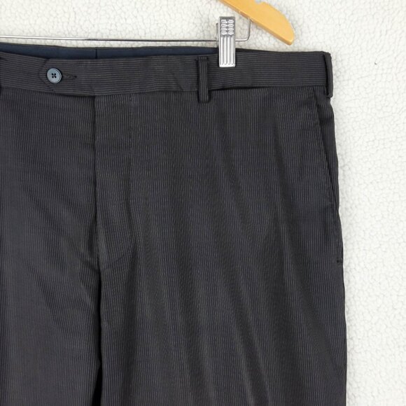 Lab Pal Zileri Suit Mens 54 44 36X32 Black Pin Striped Two Button Vented Wool - Picture 13 of 14